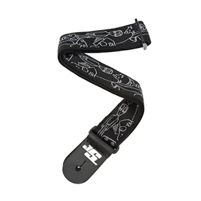 Immagine di D&#039;Addario 50JS05 Tracolla per Chitarra Planet Waves Joe Satriani, Silver Sketches
