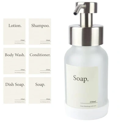 Immagine di Design Amburgo Dispenser di Sapone liquido Porta Doccia e Bagno in Vetro Pompa Acciaio inossidabile Grigio Frost