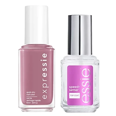 Immagine di Essie Speed Setter Top Coat Colore Trasparente per Unghie Formula Ultra Fast Dry + Expressie 3 in 1 Smalto ad Asciugatura Rapida 220 Get A Mauve 2 Cosmetici