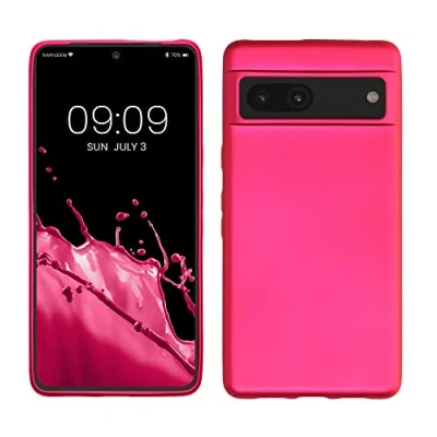 Immagine di kwmobile Custodia Compatibile con Google Pixel 7 Cover Back Case Morbida Protezione in Silicone TPU Effetto metallizzato rosa