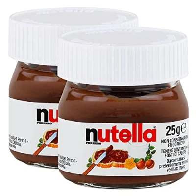 Immagine di Nutella Ferrero piccolo mini design vetro Set da a 25 G, pane aufstrich, Noce nugat Crema, Cioccolato auftrich