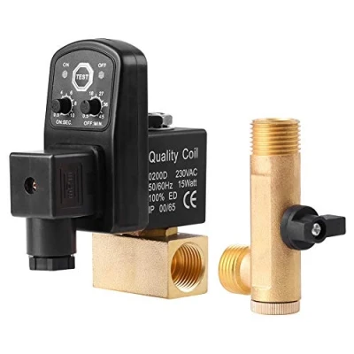 Immagine di Valvola di scarico temporizzata elettronica automatica G1/2 DN15, umidità dell&#039;acqua d&#039;ottone del serbatoio aria per gestione della condensa compressore d&#039;aria(AC230V)