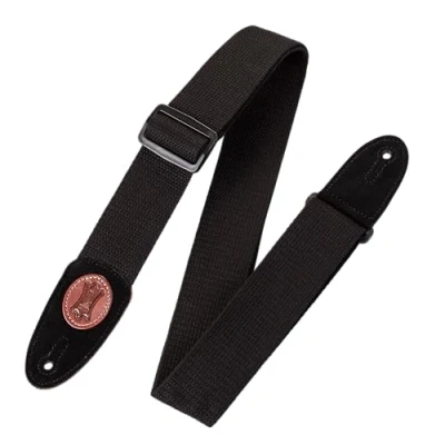 Immagine di Levy&#039;s MSSC8 BLK Tracolla Per Chitarra Cotton Signature Logo Suede Ends 2&quot; Black
