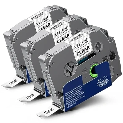 Immagine di Labelwell Nastri per Etichette Compatibile Brother TZe 131 TZe131 TZ131 Nero su Trasparente Laminato Tape Clear P touch PT E110 E100 P300BT 1000 1005 H107B H100LB H105 PTD200, 3pz