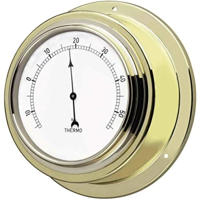 Immagine di TFA Dostmann Termometro analogico MARITIM, 19.2015, in ottone, controllo della temperatura ambiente, colore oro