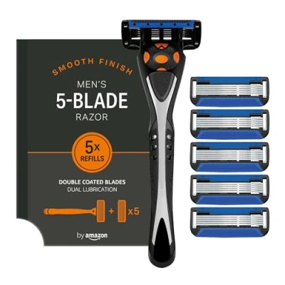 Immagine di by Amazon Rasoio da uomo a 5 lame con 6 ricariche, Multicolore