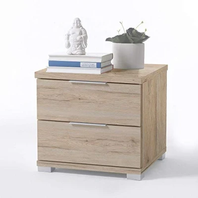 Immagine di Comodino universale, effetto rovere San Remo chiaro, elegante con 2 cassetti per il vostro letto contenitore, 46 x 43 42 cm, L A P
