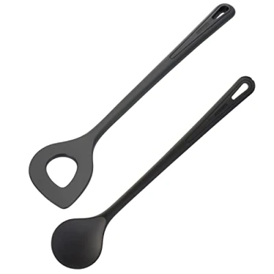 Immagine di Westmark Set con Cucchiaio a Punta + da Cucina per Mescolare, 2 Pezzi, Resistente al Calore fino 270C, Plastica, Gentle Plus, Nero, 288722E9