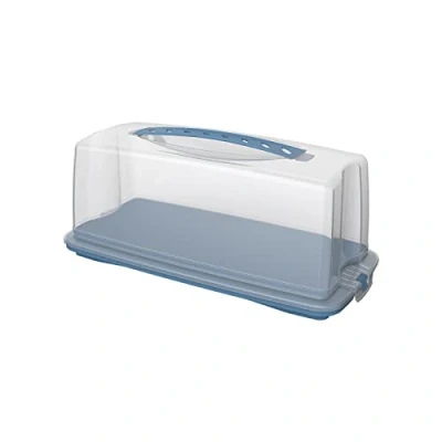 Immagine di Rotho Fres Contenitore per Torte fresche con Coperchio e Maniglia Il Trasporto, plastica Uso Alimentare (PP) Senza BPA, Blu/Trasparente, Polipropilene