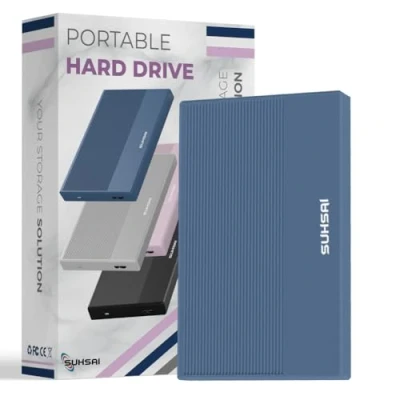 Immagine di SUHSAI Disco Rigido Esterno da 250 GB HDD Backup Dati Espansione di Memoria 2,5&quot; USB 3.0 Portatile Compatibile con Mac, Desktop, PC, PS4, PS5, Xbox One (Blu scuro)