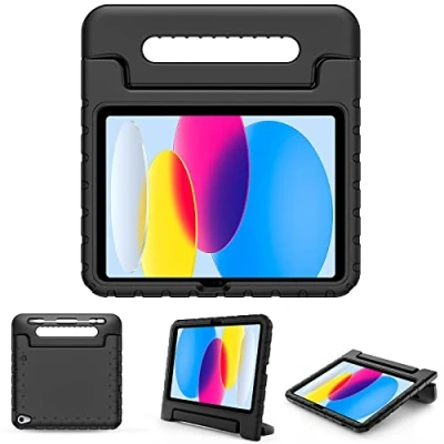 Immagine di ProCase Custodia iPad 10 Generazione per Bambini, Cover 2022 10,9 Pollici [A2696 A2757 A2777] Antiurto con Maniglia Convertibile Nero