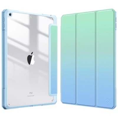 Immagine di FINTIE Custodia per iPad 10.2 Pollici 9a / 8a 7a Generazione (2021 2020 2019) [Built in Pencil Holder] Antiurto Sottile Case Posteriore Trasparente Cover con Auto Sveglia/Sonno,Seaside Ombre