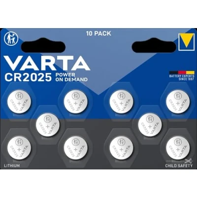 Immagine di Varta Electronics CR2025 Pile a bottone al litio, 3 V, confezione da 2 10 pezzi argento