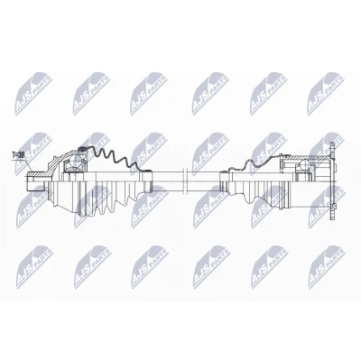 Immagine di NTY NPW AU 021 Albero motore / Semiasse Assale anteriore Dx 483 CVT Cambio automatico (a variazione continua) AUDI: A6 C6 Avant, Sedan