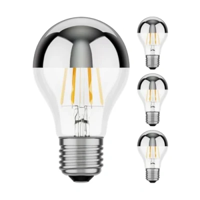 Immagine di ledscom.de 4 pezzi E27 lampadina LED, A60, bianco caldo (2700 K), 6 W, 667lm, testa a specchio (argento)