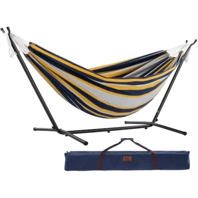 Immagine di Vivere, Serenity UHSDO8 38 Amaca con Supporto Brasiliana, Cotone, 250 cm, Portata 200 kg Borsa da Trasporto inclu, Doppia