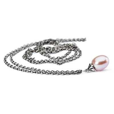 Immagine di Trollbeads Fantasy Collana d&#039;Argento con Perla Rosa 90 CM