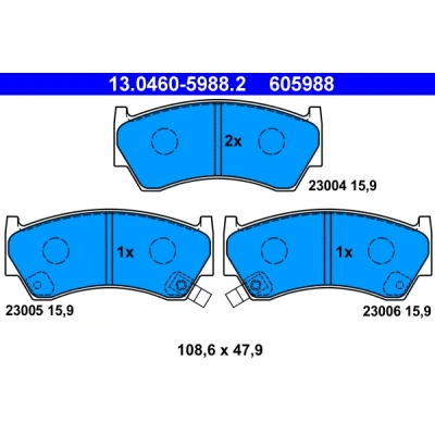 Immagine di ATE 13.0460 5988.2 Kit pastiglie freno con segnalatore acustico usura NISSAN: ALMERA 1 Hatchback