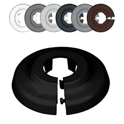 Immagine di FUX® 2 rosette per termosifone, 12mm 35mm, Bianco Grigio Nero Marrone copertura tubi, di copertura, copri tubi riscaldamento, radiatori (15mm, intenso 9005)