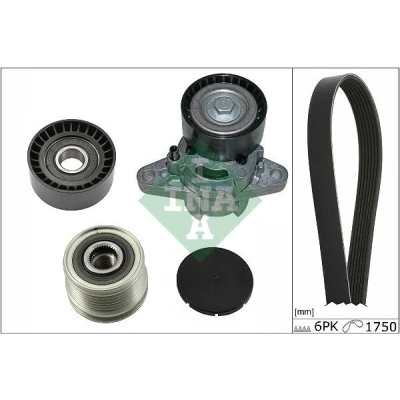 Immagine di INA 529 0164 20 Kit cinghie Poly V con puleggia a ruota libera DACIA: Logan I Sedan, MCV, Sandero I, RENAULT: CLIO 2, LAGUNA 2 Grandtour