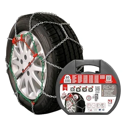 Immagine di VIP RD9 Catene da neve in metallo mm, misura 80, set 2 pezzi, guanti inclusi