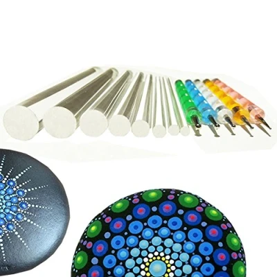 Immagine di Set di 13 pennelli a punta piatta per pittura punti, con testa da 4 mm, 5 6 8 10 12 14 pennini (set1)