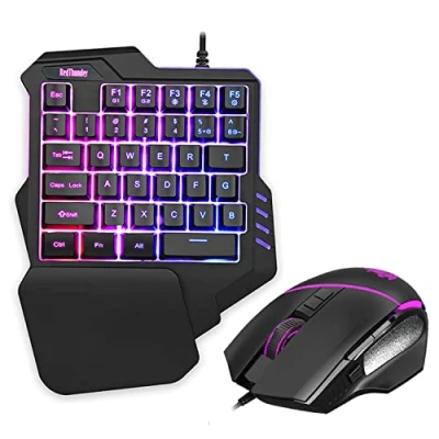 Immagine di RedThunder G30 Tastiera e mouse meccanici RGB da gioco a una mano, 2 tasti macro integrati + 7 programmabili, 35 anti ghosting, ergonomici per giocatori PC Mac PS5 Xbox One