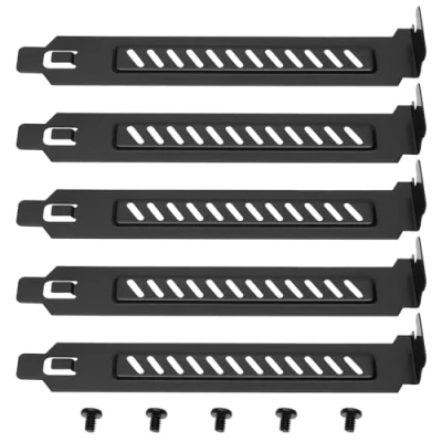 Immagine di LT Easiyl 5 Pezzi Staffa di Copertura Slot PCI in Lega Acciaio DaPiastra Espansione A Profilo Completo Nera con Viti per Custodia del PC Flusso d&#039;Aria E Antipolvere120x20x12mm