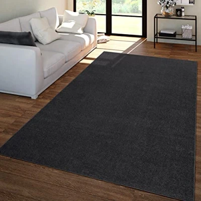 Immagine di Tappeto Salotto Pelo Corto Design Monocolore Moderno E Senza Tempo, Colore: Grigio Nero, Dimensione:80x250 cm