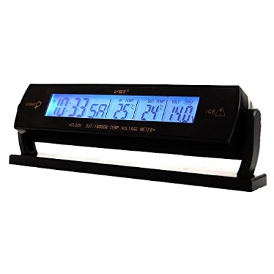 Immagine di PolarLander Orologio dell&#039;automobile Calendario termometro Esterno dell&#039;interno Tensione Meter retroilluminazione Blu