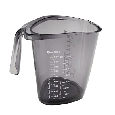 Immagine di Dr. Oetker Cups And Bowls Dr.Oetker Misurino da 1000 ml, in Robusta plastica, Triangolare con Varie Scale, Anche di Dimensioni internazionali, (Colore: Trasparente/Blu), quantità: 1 Pezzo