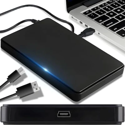 Immagine di Retoo alloggiamento per disco rigido da 2,5 pollici USB SATA SSD con cavo USB, esterno montaggio senza attrezzi, custodia esterna , nero (USB 2.0 12/7,2 cm)