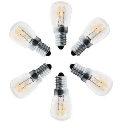 Immagine di Royalux Confezione da 6 lampadine dimmerabili T25 40 W E12, luce bianca calda, ricambio fino a 300 gradi C per forno lava, lampada cera e frigorifero (E14 ST26)