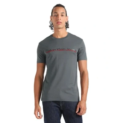 Immagine di Calvin Klein Jeans Mixed INSTITUTIONAL Logo Tee J30J324682 Top in Maglia a Maniche Corte, Grigio (Dark Grey), S Uomo
