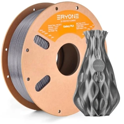Immagine di ERYONE Filament PLA 1.75mm Sparkly Glitter Shining +/ 0.03mm for 3D Printer, 1kg/Spool, Silver