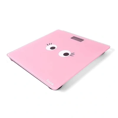 Immagine di Fisura Bilance pesapersone elettroniche &quot;ochi&quot; rosa. Bilancia in vetro. elettronica fino a 180 kg e 50 g di precisione, tecnologia Step On. 30 x cm
