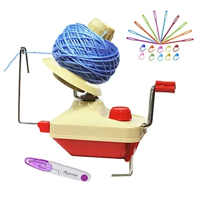 Immagine di avvolgitore per palline di filato, manuale lana a sfera in fibra filato Swift mano famiglia + 10PS segnapunti punti maglia aghi plastica 1PS forbici (22)