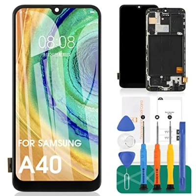 Immagine di SRJTEK per Samsung Galaxy A40 Schermo LCD Sostituzione dello A405 Display SM A405F Touch Digitizer Assembly A405S Riparazione Parti Kit (Nero con Cornice Non Originale)