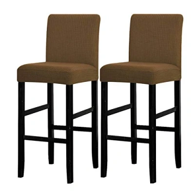 Immagine di LANSHENG Coprisedia, Coprisedie per Bar, Fodera sfoderabile Sedia Rimovibile Elasticizzata da Pranzo Corta Girevole con Schienale Bar (Cammello,2 Pezzi)