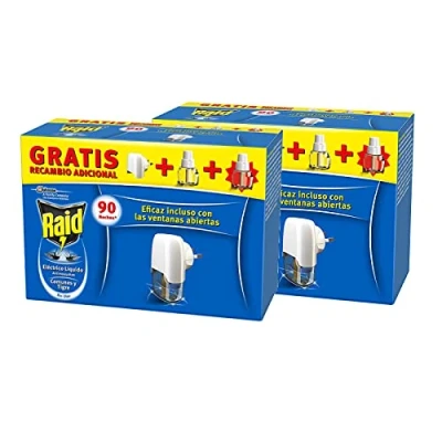 Immagine di Raid ® Elettrico Liquido 90 Notti, Confezione da 2 Pezzi Spina Antizanzare comuni e Tigre con Applicatore Ricariche 45 Notte