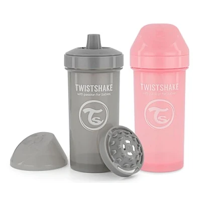 Immagine di Twistshake 2 x Biberon Anti Colica Con Contenitore Per Latte In Polvere E Miscelatore 330ml Ciuccio Silicone A Flusso Rapido Senza BPA 4+ Mesi Rosa