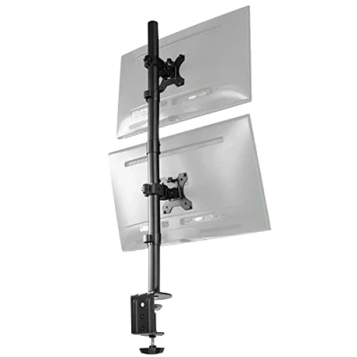 Immagine di Vivo STAND V002T Supporto da scrivania per doppio monitor LCD, resistente, impilato, supporta 2 schermi verticali fino a 32&quot;