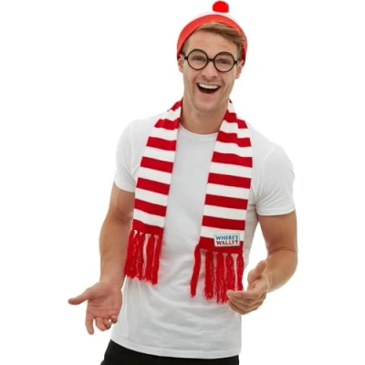 Immagine di Smiffys Kit Dov&#039;è Wally, Rosso e bianco, con cappello, sciarpa lavorata a maglia occhiali