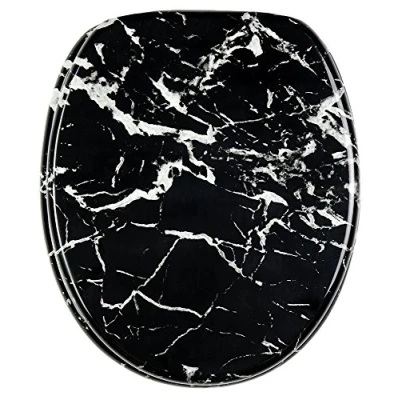 Immagine di Sanilo Sedile WC, montaggio facile, copriwater con cerniere robuste Marmo nero