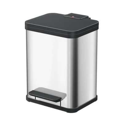 Immagine di Hailo Öko duo plus M 0622 200 Bidone della spazzatura 18 l Acciaio inox (L x a P) 320 430 330 mm Argento, Nero Meccanismo pedale 1 pz.
