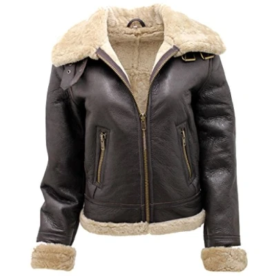 Immagine di Infinity Donne Marrone B3 WW2 Zenzero Reale di Pecora Giacca in Pelle Volante XL