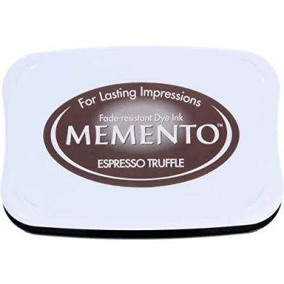 Immagine di Tsukineko Memento Tampone timbratura, Marrone, Tartufo, Grande, a Base d&#039;Acqua, Traslucido, Impermeabile, archivio, goffratura, Inchiostro Espresso, Pad Size: 7,6 x 4,7 cm