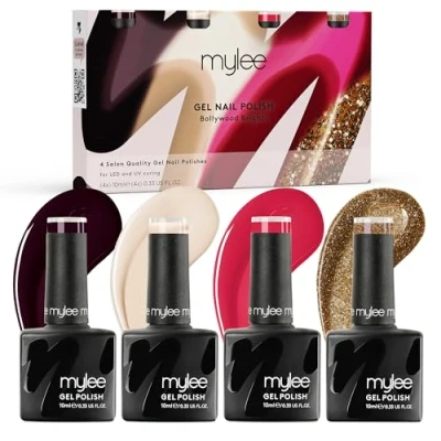 Immagine di Mylee Set di Smalto Gel Semipermanente 4x10ml [Bollywood Brights Quad] UV/LED Nail Art Manicure Pedicure per Uso Professionale e Domestico [Unveiled Collection] Lunga Durata Facile da Applicare
