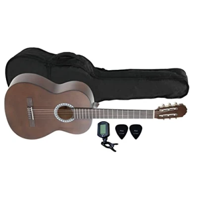 Immagine di PURE GEWA Chitarra Classica Basic Set 4/4, Include Custodia, Accordatore e 2 Plettri, Marrone (Colore Noce)