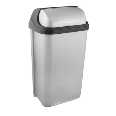 Immagine di keeeper Pattumiera con Coperchio a Scorrimento, 50 L, Rasmus, Argentato